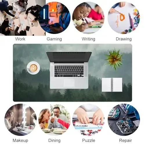 Colorful Star Large Mouse Pad, PU Leather Waterproof Desk Mat, Computer Gaming Mouse Pad, XXL Full Desk Mousepad Non Slip Desk Pad for School Office Home 31.5