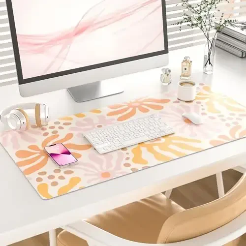 Colorful Star Large Mouse Pad, PU Leather Waterproof Desk Mat, Computer Gaming Mouse Pad, XXL Full Desk Mousepad Non Slip Desk Pad for School Office Home 31.5