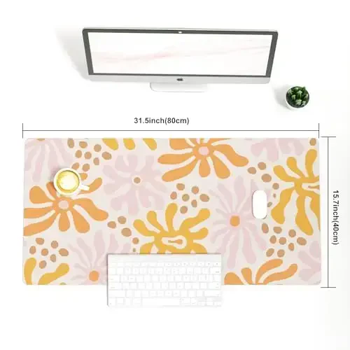 Colorful Star Large Mouse Pad, PU Leather Waterproof Desk Mat, Computer Gaming Mouse Pad, XXL Full Desk Mousepad Non Slip Desk Pad for School Office Home 31.5