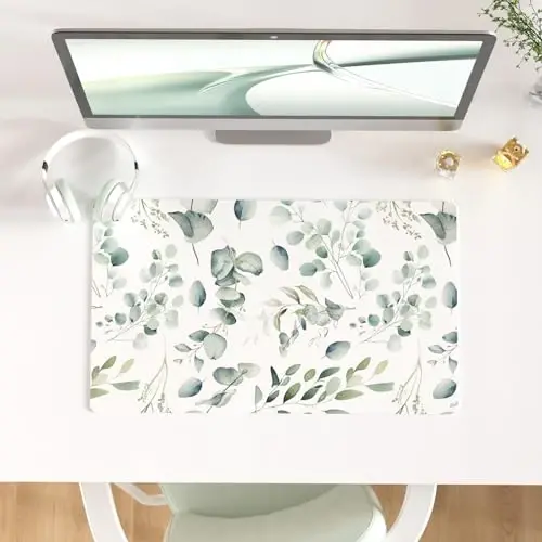 Colorful Star Large Mouse Pad, PU Leather Waterproof Desk Mat, Computer Gaming Mouse Pad, XXL Full Table Mousepad Non Slip Desk Pad for School Office Home 23.6