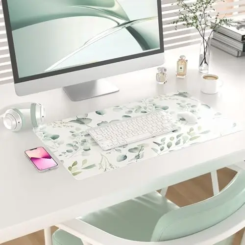 Colorful Star Large Mouse Pad, PU Leather Waterproof Desk Mat, Computer Gaming Mouse Pad, XXL Full Table Mousepad Non Slip Desk Pad for School Office Home 23.6