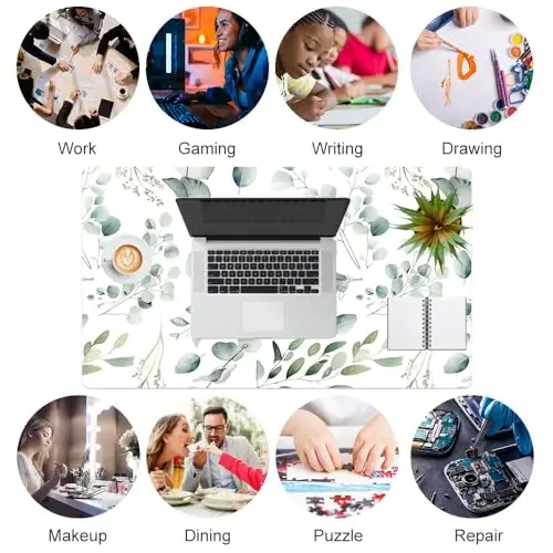 Colorful Star Large Mouse Pad, PU Leather Waterproof Desk Mat, Computer Gaming Mouse Pad, XXL Full Table Mousepad Non Slip Desk Pad for School Office Home 23.6