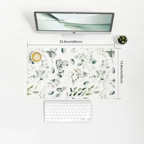 Colorful Star Large Mouse Pad, PU Leather Waterproof Desk Mat, Computer Gaming Mouse Pad, XXL Full Table Mousepad Non Slip Desk Pad for School Office Home 23.6