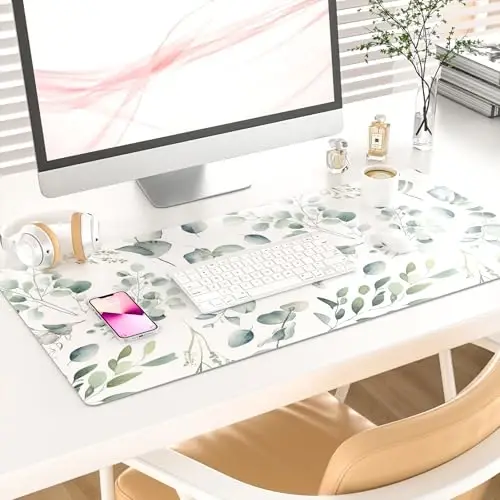 Colorful Star Large Mouse Pad, PU Leather Waterproof Desk Mat, Computer Gaming Mouse Pad, XXL Full Table Mousepad Non Slip Desk Pad for School Office Home 31.5