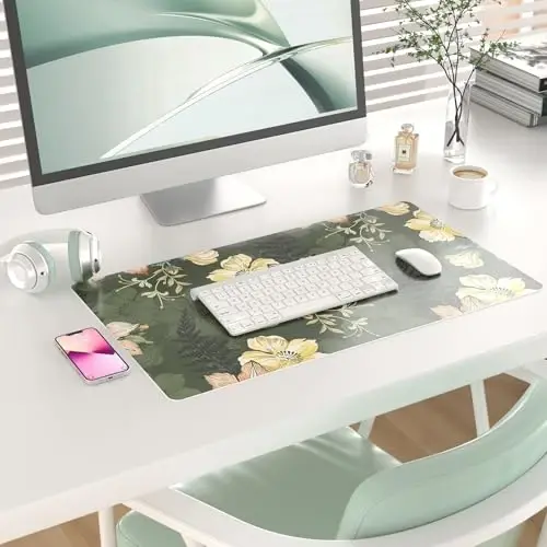 Colorful Star Large Mouse Pad, PU Leather Waterproof Desk Mat, Computer Gaming Mouse Pad, XXL Table Mousepad Non Slip Full Desk Pad for School Office Home 23.6