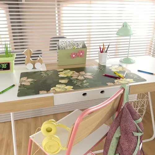 Colorful Star Large Mouse Pad, PU Leather Waterproof Desk Mat, Computer Gaming Mouse Pad, XXL Table Mousepad Non Slip Full Desk Pad for School Office Home 31.5