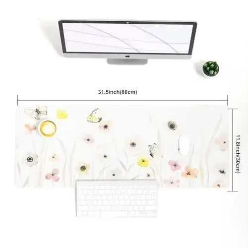 Colorful Star Large Mouse Pad, Watercolor Floral Desk Mat Office Supplies, Waterproof PU Leather Gaming Mousepad for Women Girls, Butterflies Desk Pad Home Office Décor Accessories 31.5