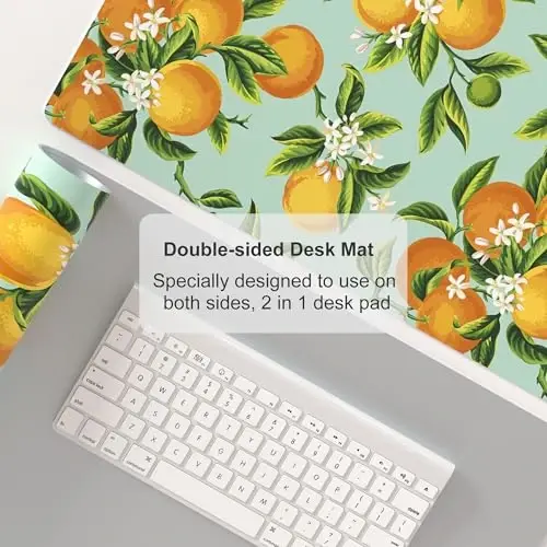 Colorful Star Large Mouse Pad, Watercolor Orange Desk Mat Office Supplies, Waterproof Faux Leather Big Gaming Mousepad, Fruits Flowers Desk Pad Home Office Décor Accessories 31.5
