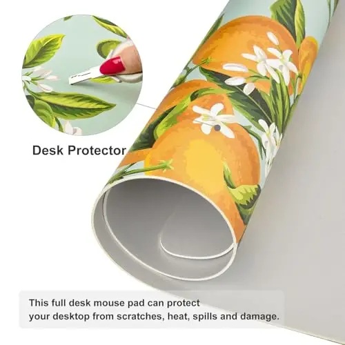 Colorful Star Large Mouse Pad, Watercolor Orange Desk Mat Office Supplies, Waterproof Faux Leather Big Gaming Mousepad, Fruits Flowers Desk Pad Home Office Décor Accessories 31.5