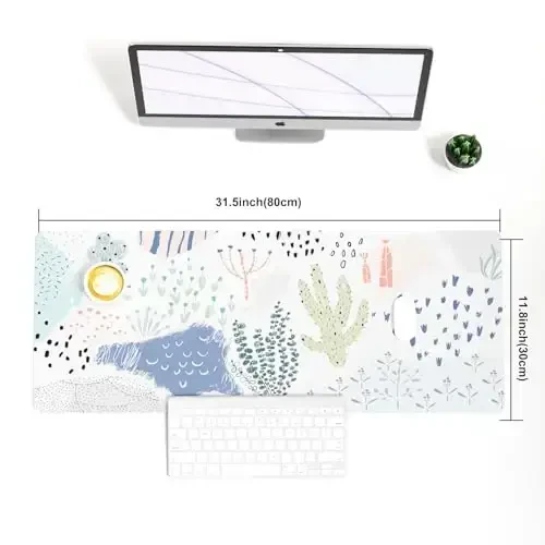 Colorful Star Large Mouse Pad, Waterproof PU Leather Abstract Desk Mat for Women Girls, Cute Desk Accessories Minimalist Home Office Decor, Kids Deak Pad Non-Slip Writing Mat 31.5