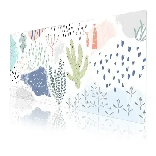 Colorful Star Large Mouse Pad, Waterproof PU Leather Abstract Desk Mat for Women Girls, Cute Desk Accessories Minimalist Home Office Decor, Kids Deak Pad Non-Slip Writing Mat 31.5