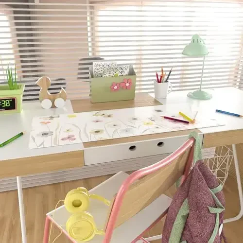 Colorful Star Large sichqoncha Paneli, Akvarel Floral Stol Mat Ofis anjomlari, Suv o'tkazmaydigan PU Teri O'yin sichqonchasi ayollar qizlar uchun, Kapalaklar Stol yostig'i Uy Ofis Dekor Aksessuarlari 31.5