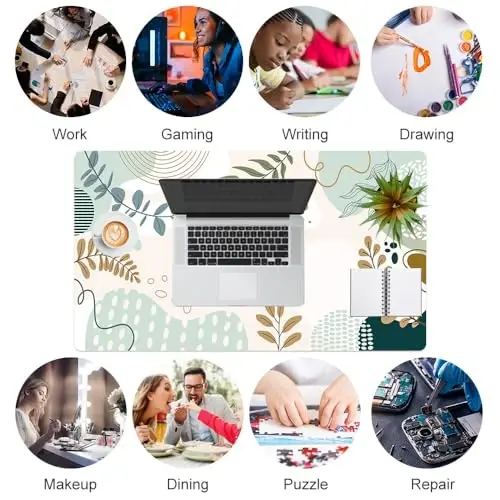 Colorful Star Minimalist Large Mouse Pad, Abstract Botanical Waterproof Desk Mat, Boho Computer Gaming Mouse Pad, XL Full Desk Mousepad Non Slip Writing Pad for School Office Home 23.6