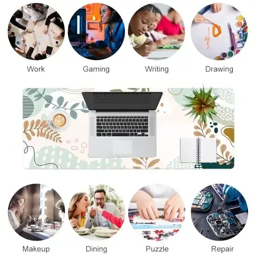Colorful Star Minimalist Large Mouse Pad, Abstract Botanical Waterproof Desk Mat, Boho Computer Gaming Mouse Pad, XL Full Desk Mousepad Non Slip Writing Pad for School Office Home 31.5