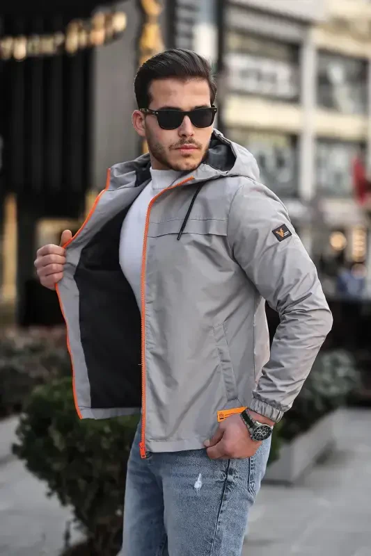 Colorful Zippered Raincoat Seasonal PLDP 2920-GRAY - 2