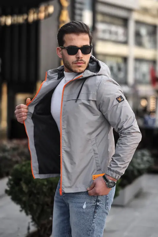 Colorful Zippered Raincoat Seasonal PLDP 2920-GRAY - BYTREND