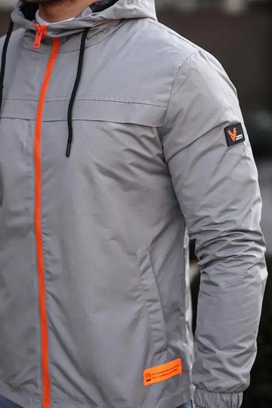 Colorful Zippered Raincoat Seasonal PLDP 2920-GRAY - 4