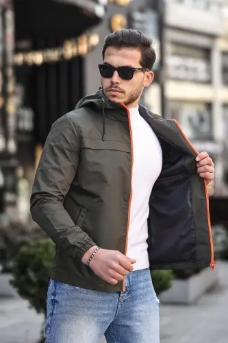 Colorful Zippered Raincoat Seasonal PLDP 2920-KHAKI - 3