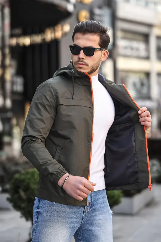 Colorful Zippered Raincoat Seasonal PLDP 2920-KHAKI - 3