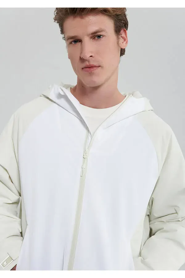 Colour-Blocked Beige Regular Fit Jacket - 6