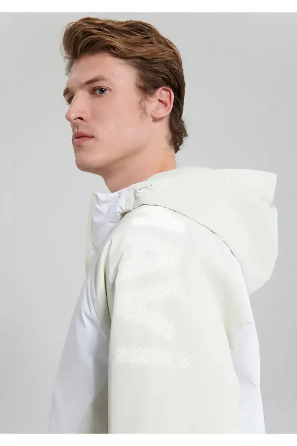 Colour-Blocked Beige Regular Fit Jacket - 7