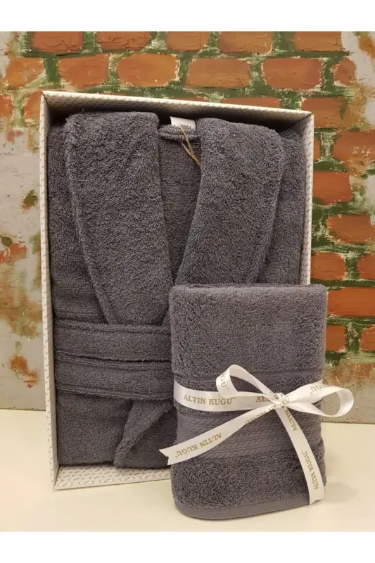 Colourist Şalyaka XXl Beden Unisex Bornoz Havlu 50x90 - Koyu Gri - K.Gri - 1