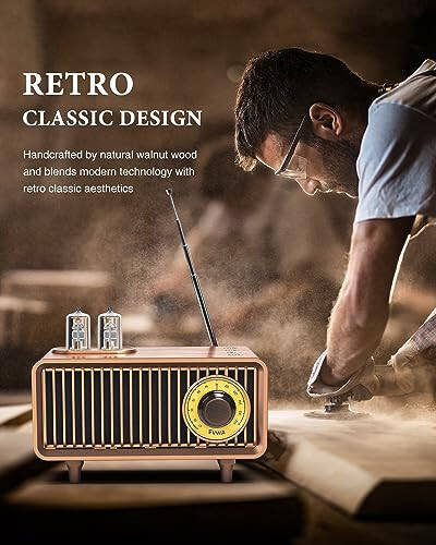 COLSUR Retro Bluetooth Karnay, Vintaj Radio, bas, Bluetooth 5.1 Simsiz Ulanish, Uy, Ofis, Tashqi Partiya, Ko'chma Karnay Uchun Mos, iPhone, Android Karnay Uchun Mos - 10