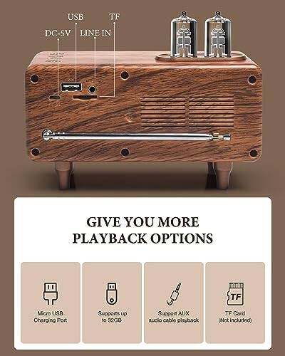 COLSUR Retro Bluetooth Karnay, Vintaj Radio, bas, Bluetooth 5.1 Simsiz Ulanish, Uy, Ofis, Tashqi Partiya, Ko'chma Karnay Uchun Mos, iPhone, Android Karnay Uchun Mos - 13