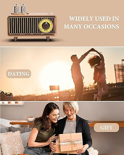 COLSUR Retro Bluetooth Speaker, Vintage Radio, bass, Bluetooth 5.1 Wireless Connection, Suitable for Home Office, Outdoor Party, Portable Speaker, Suitable for iPhone, Android Speaker - 11