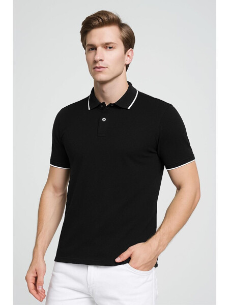 Colton Collar Lined Elastane Slim Fit Men's Polo Neck T-Shirt-Black - LC WAIKIKI