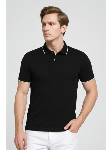 Colton Якасы Бийели Эластанлы Slim Fit Эркек Поло Яка Tshirt-Siyah - LC WAIKIKI (1)