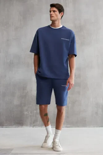 Columbia Erkaklar uchun 2 qismli to'plam Qulay o'tirishli Fleece-siz tikilgan ko'k rangli sport kiyimi - GRIMELANGE