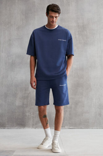 Columbia Erkaklar uchun 2 qismli to'plam Qulay o'tirishli Fleece-siz tikilgan ko'k rangli sport kiyimi - 5