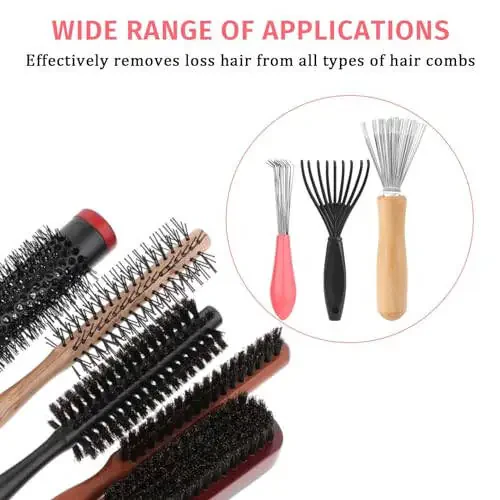 Comb and Brush Cleaner Tool Set - 3 Pieces with Rake Design for Home and Salon Use - 6