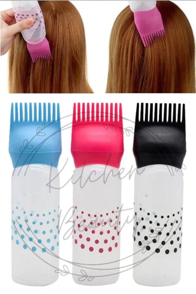 Comb Hair Dye Bottle Hair Care Oil Application Comb Hair Root Dye Application Bottle - KITCHEN BEAUTY