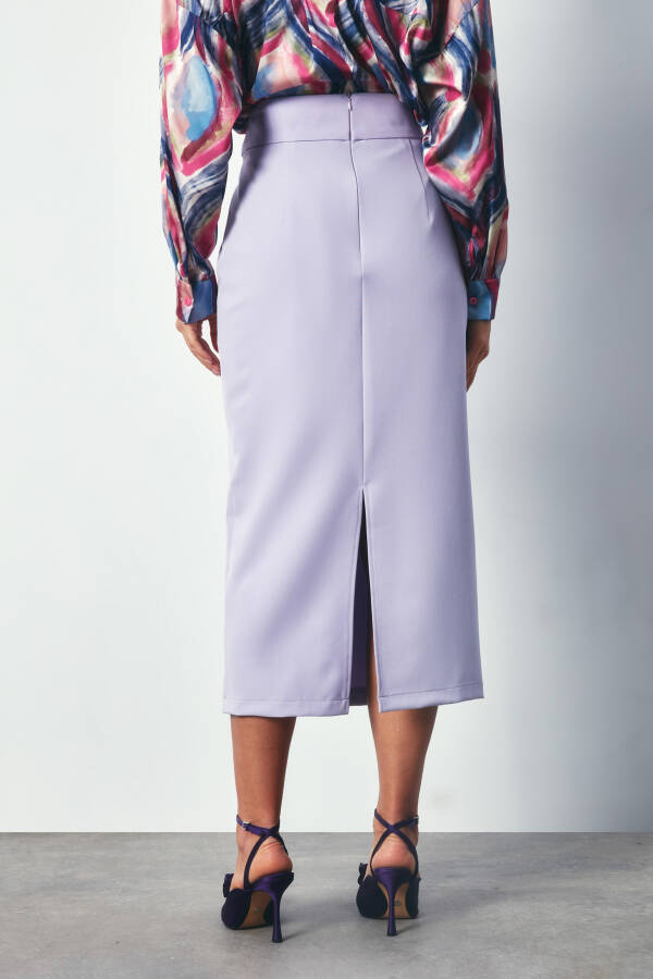 Combined Belted Midi Skirt - LILAC - 10