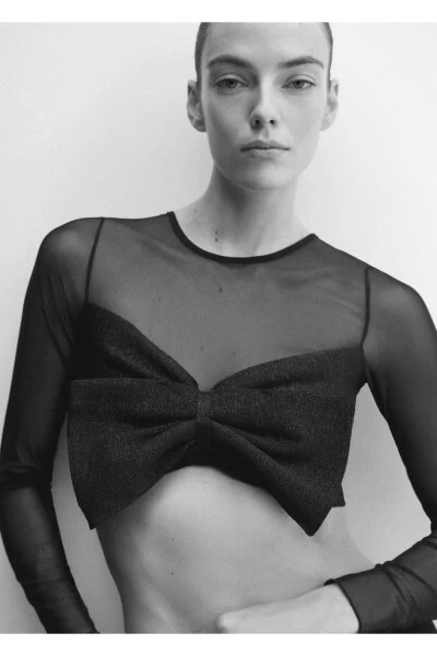 Combined Lace Detail Knit Blouse - 6