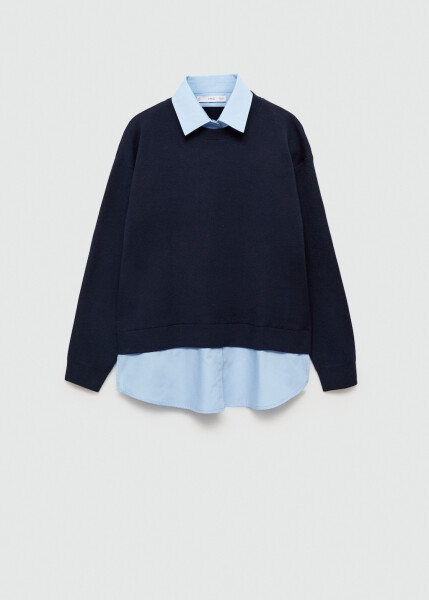 Combined shirt sweater - Navy blue. - 7