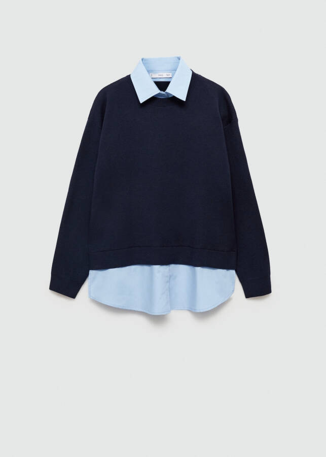 Combined shirt sweater - Navy blue. - 7