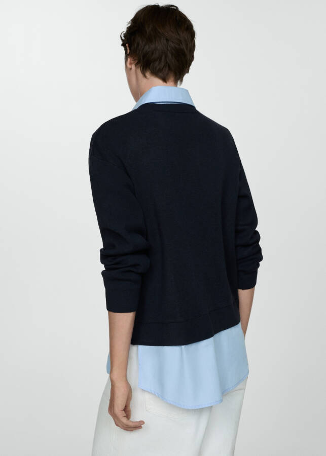 Combined shirt sweater - Navy blue. - 9