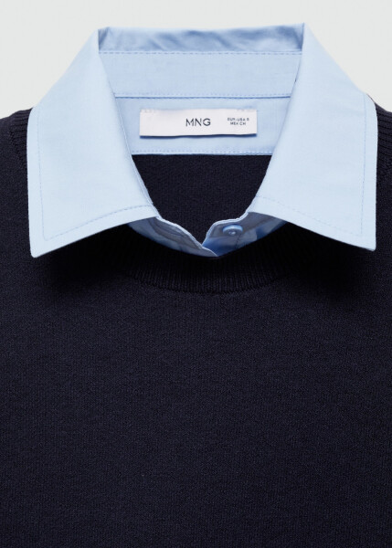 Combined shirt sweater - Navy blue. - 10