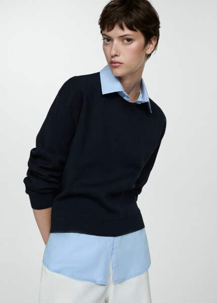 Combined shirt sweater - Navy blue. - 11