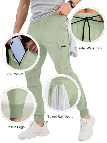 Comdecevis erkaklar kargo jogger shimlar Stretch sport shimlar Slim Fit taktik shimlar fermuar cho'ntaklar bilan Kundalik shimlar - 2