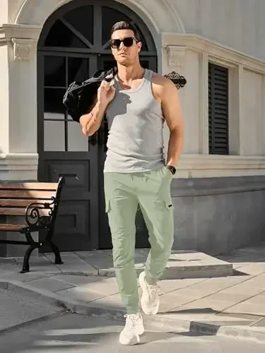 Comdecevis erkaklar kargo jogger shimlar Stretch sport shimlar Slim Fit taktik shimlar fermuar cho'ntaklar bilan Kundalik shimlar - 4