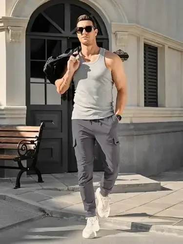 Comdecevis erkaklar kargo jogger shimlar Stretch sport shimlar Slim Fit taktik shimlar fermuar cho'ntakli kundalik shimlar - 4