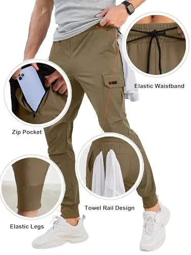 Comdecevis erkaklar kargo jogger shimlar Stretch sport shimlar Slim Fit taktikal shimlar fermuar cho'ntaklar bilan Kundalik shimlar - 2