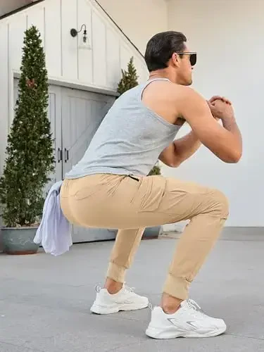 Comdecevis erkaklar yuk jogger shimlar Stretch sport shimlar Slim Fit taktik shimlar fermuarlı cho'ntaklar Kundalik shimlar - 6