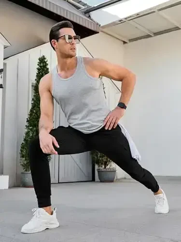 Comdecevis Men's Cargo Jogger Pants Stretch Sweatpants Slim Fit Tactical Pants with Zipper Pockets Casual Trousers - 5