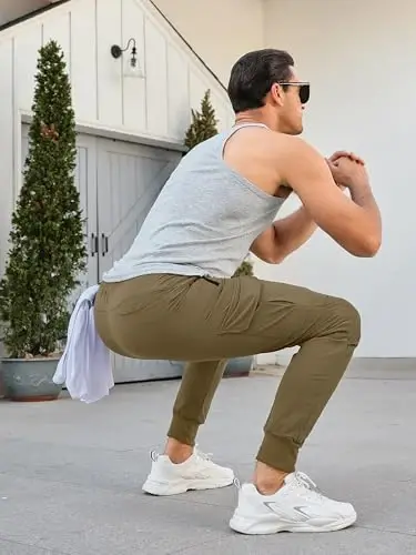Comdecevis Men's Slim Fit Stretch Casual Cargo Joggers | 4-Way Stretch, Lightweight Quick Dry, Zipper Pockets, Workout & Track Trousers, Hiking & Work Pants - 6