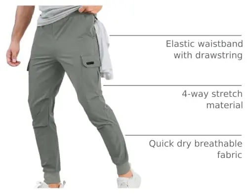 Comdecevis Erkek Kargo Jogger Pantolonlar Streç Eşofman Altı Slim Fit Fermuarlı Cepli Taktik Pantolonlar Günlük Pantolonlar - 1